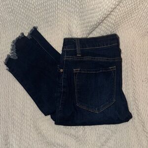 KanCan Midnight Blue Frayed Skinny Jeans